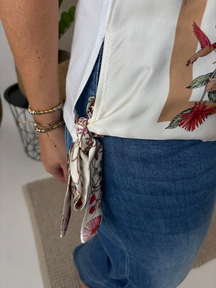 T-Shirt mit Tücherdruck "Blooming", beige von Bella Vita - Mode &amp; Lifestyle