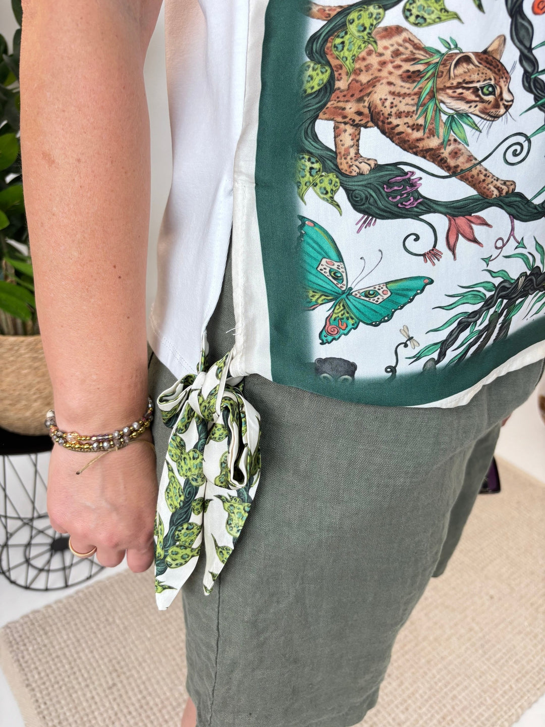 T-Shirt mit Tücherdruck "Jungle", grün von Bella Vita - Mode &amp; Lifestyle