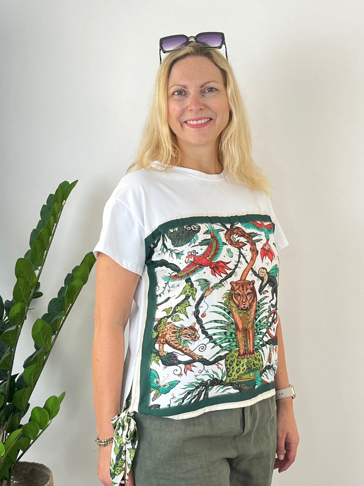 T-Shirt mit Tücherdruck "Jungle", grün von Bella Vita - Mode &amp; Lifestyle