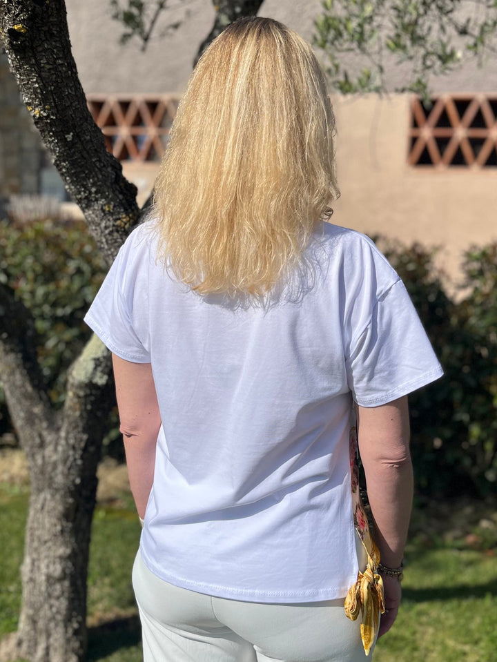 T-Shirt mit Tücherdruck Ornament, vanillegelb von Bella Vita - Mode &amp; Lifestyle