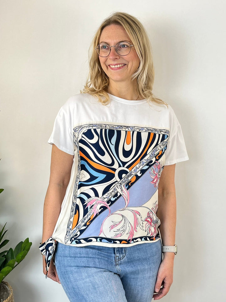 T-Shirt mit Tücherdruck Retro-Print, marine von Bella Vita - Mode &amp; Lifestyle