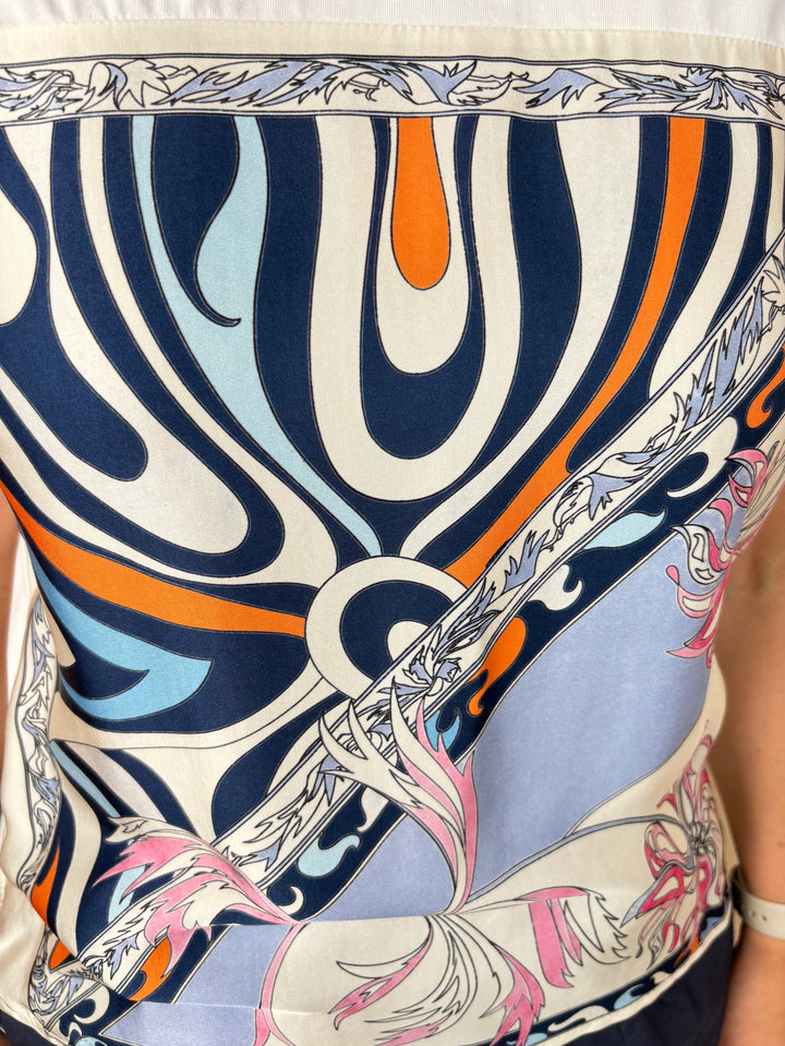 T-Shirt mit Tücherdruck Retro-Print, marine