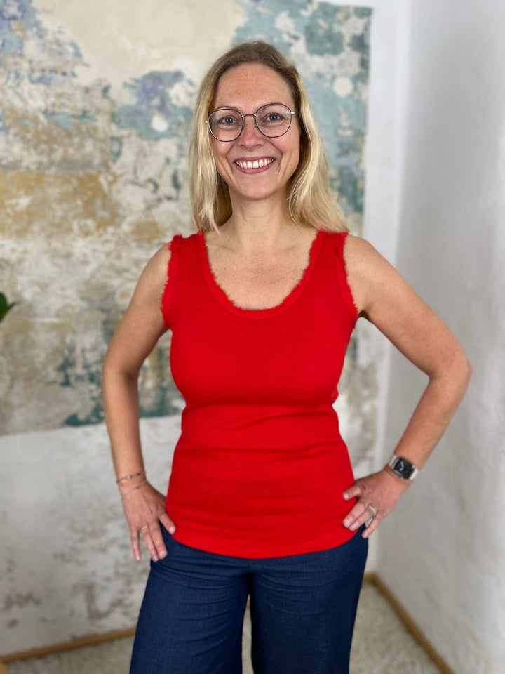 Tanktop mit Fransenkante von Bella Vita - Mode &amp; Lifestyle