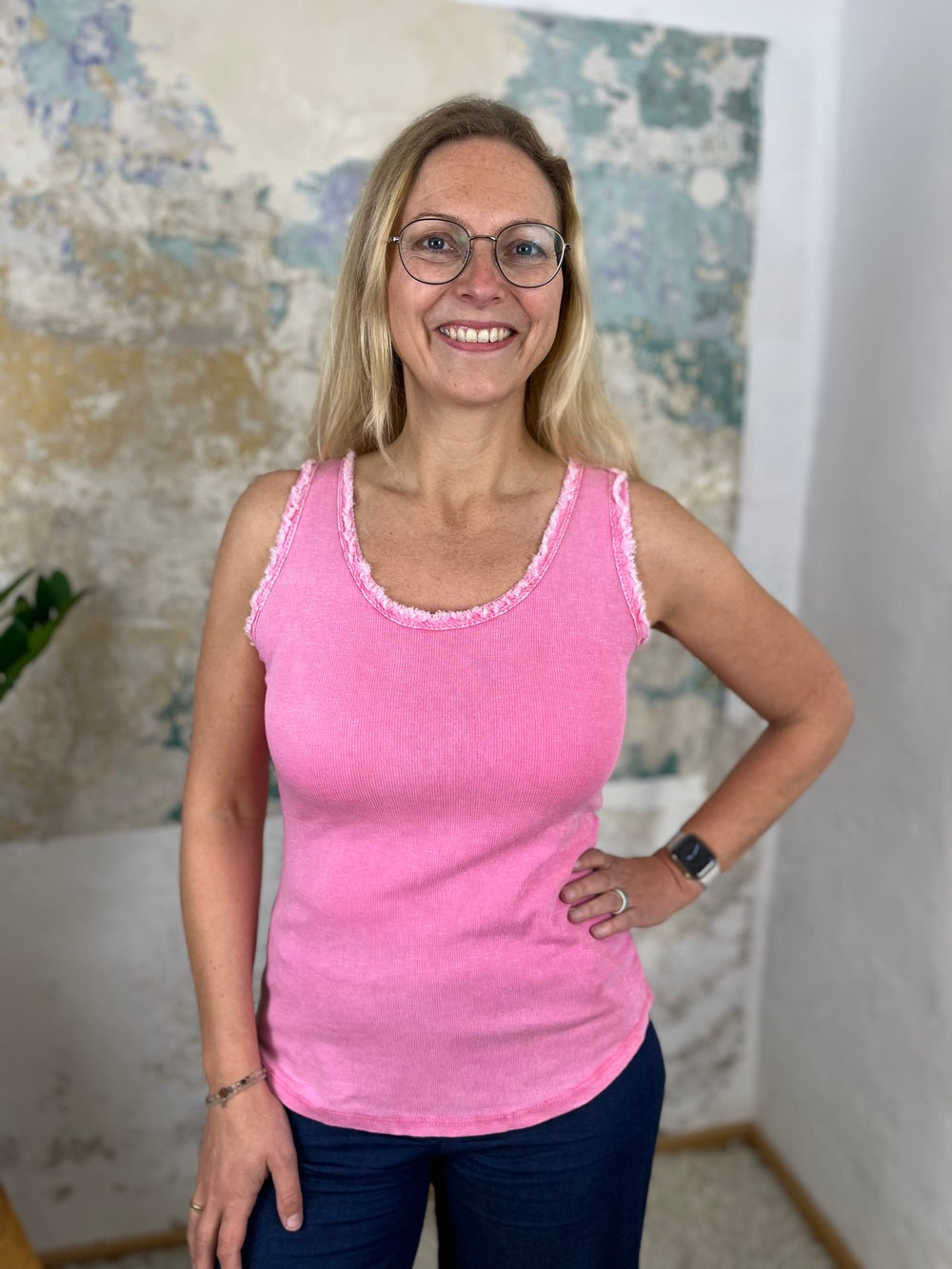 Tanktop mit Fransenkante von Bella Vita - Mode & Lifestyle