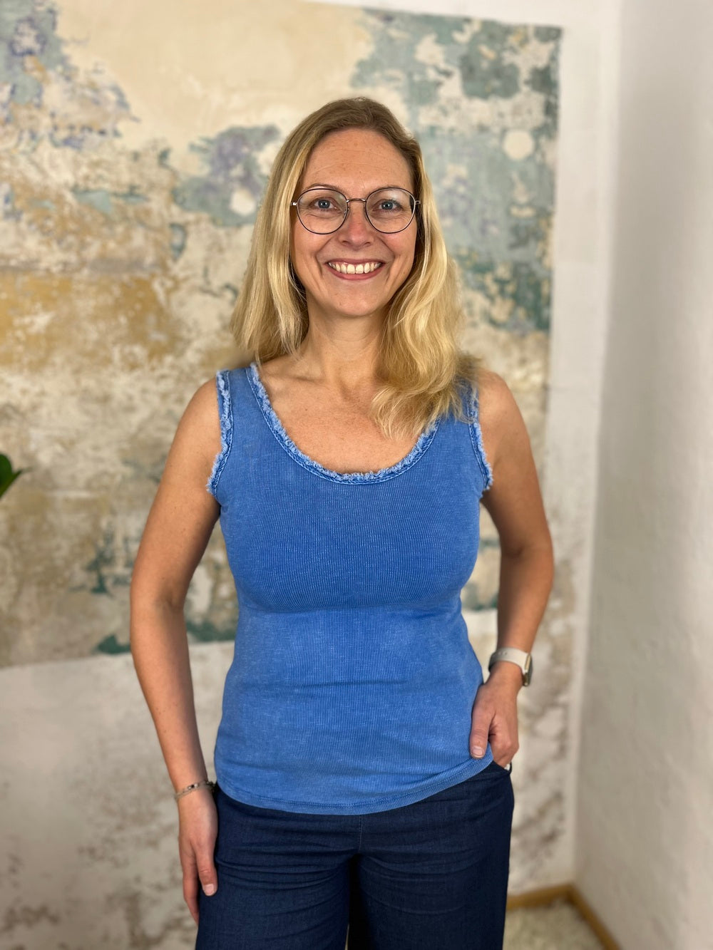Tanktop mit Fransenkante von Bella Vita - Mode &amp; Lifestyle