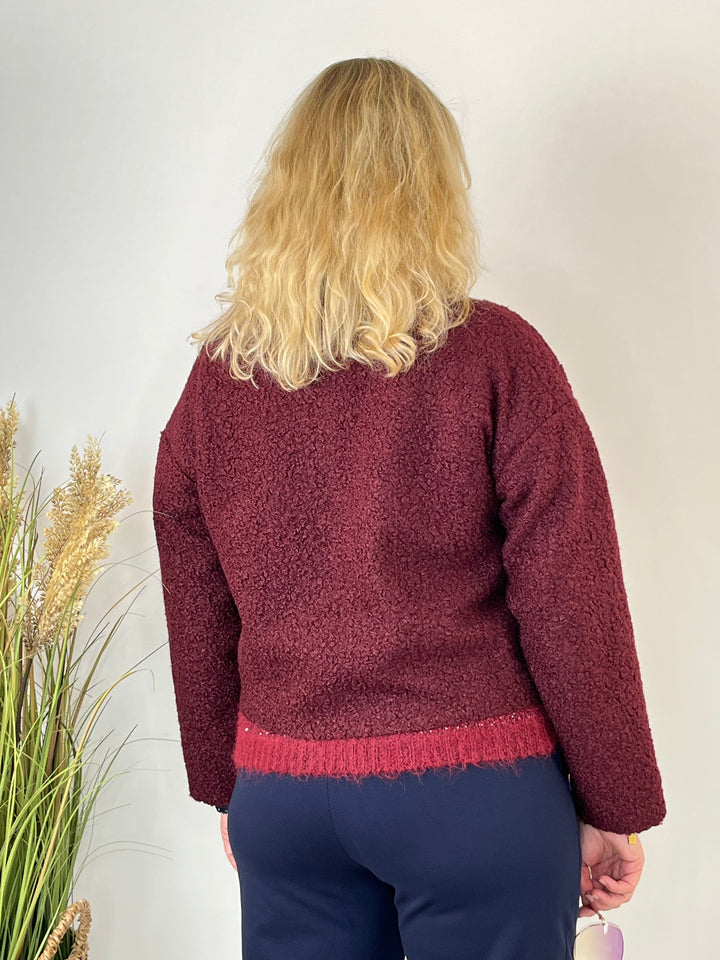 Rückansicht der geraden Schnittführung der Teddy-Jacke