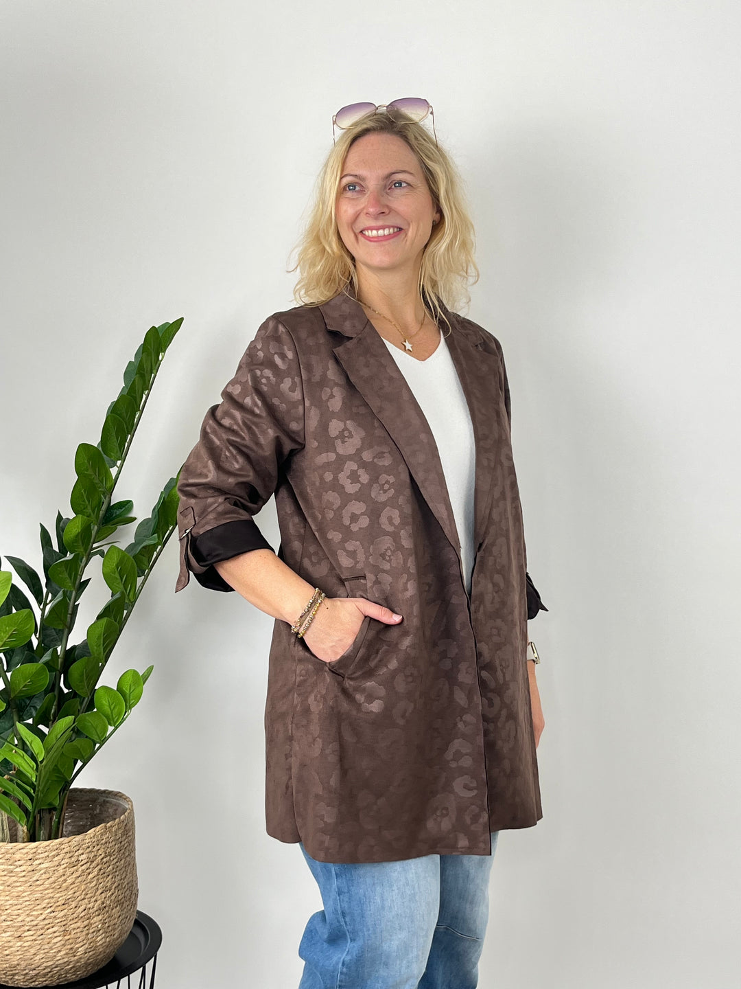 Veloursimitat-Longblazer Leo, braun von Bella Vita - Mode & Lifestyle
