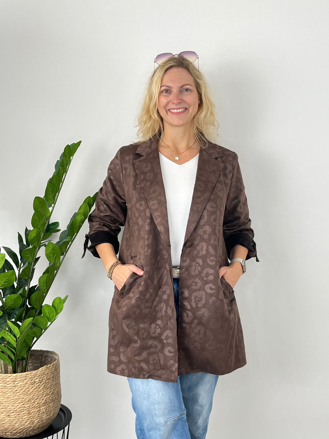 Veloursimitat-Longblazer Leo, braun von Bella Vita - Mode &amp; Lifestyle
