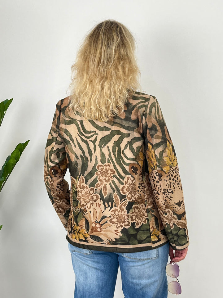 Velourslederimitat-Blazer im Alloverdruck, khaki von Bella Vita - Mode &amp; Lifestyle