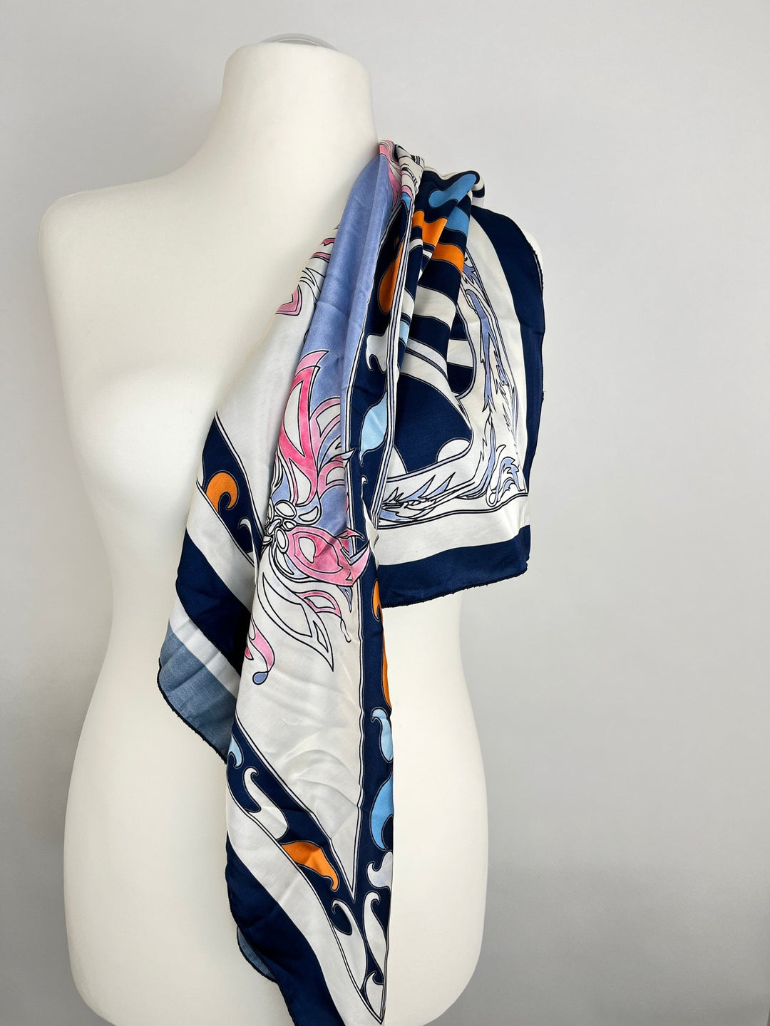 Marines Retro-Print Vierecktuch mit Seide und floralen Mustern