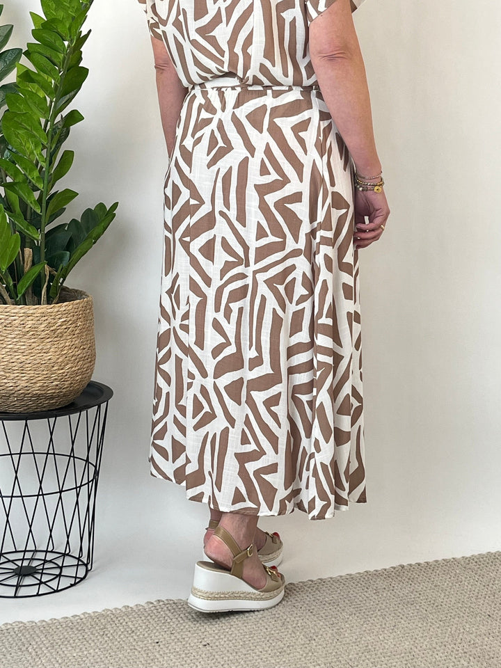 Viskoserock mit grafischem Print, beige von Bella Vita - Mode &amp; Lifestyle