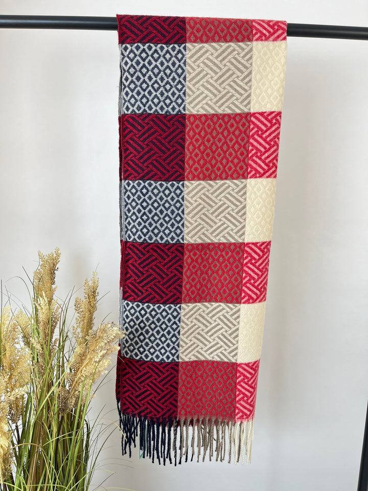 Viskoseschal Jacquard Mix, bordeaux von Bella Vita - Mode &amp; Lifestyle