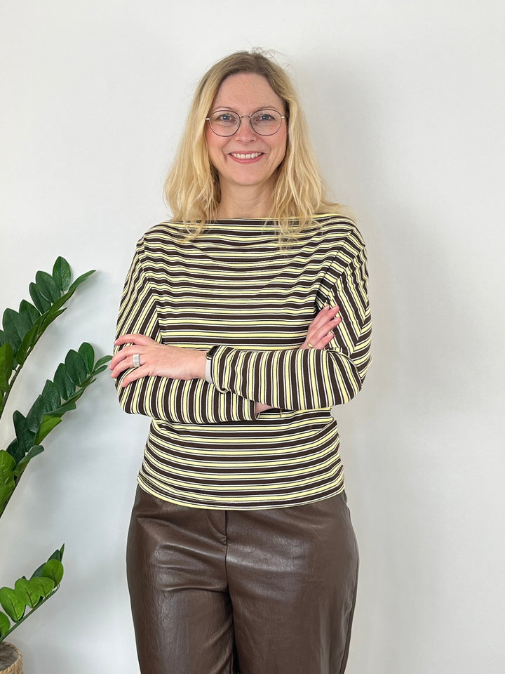 Wasserfallshirt, gelb-gestreift von Bella Vita - Mode &amp; Lifestyle