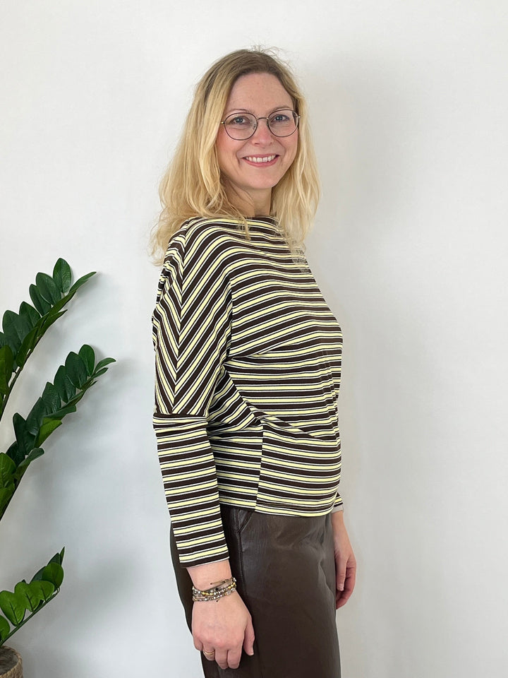 Wasserfallshirt, gelb-gestreift von Bella Vita - Mode &amp; Lifestyle