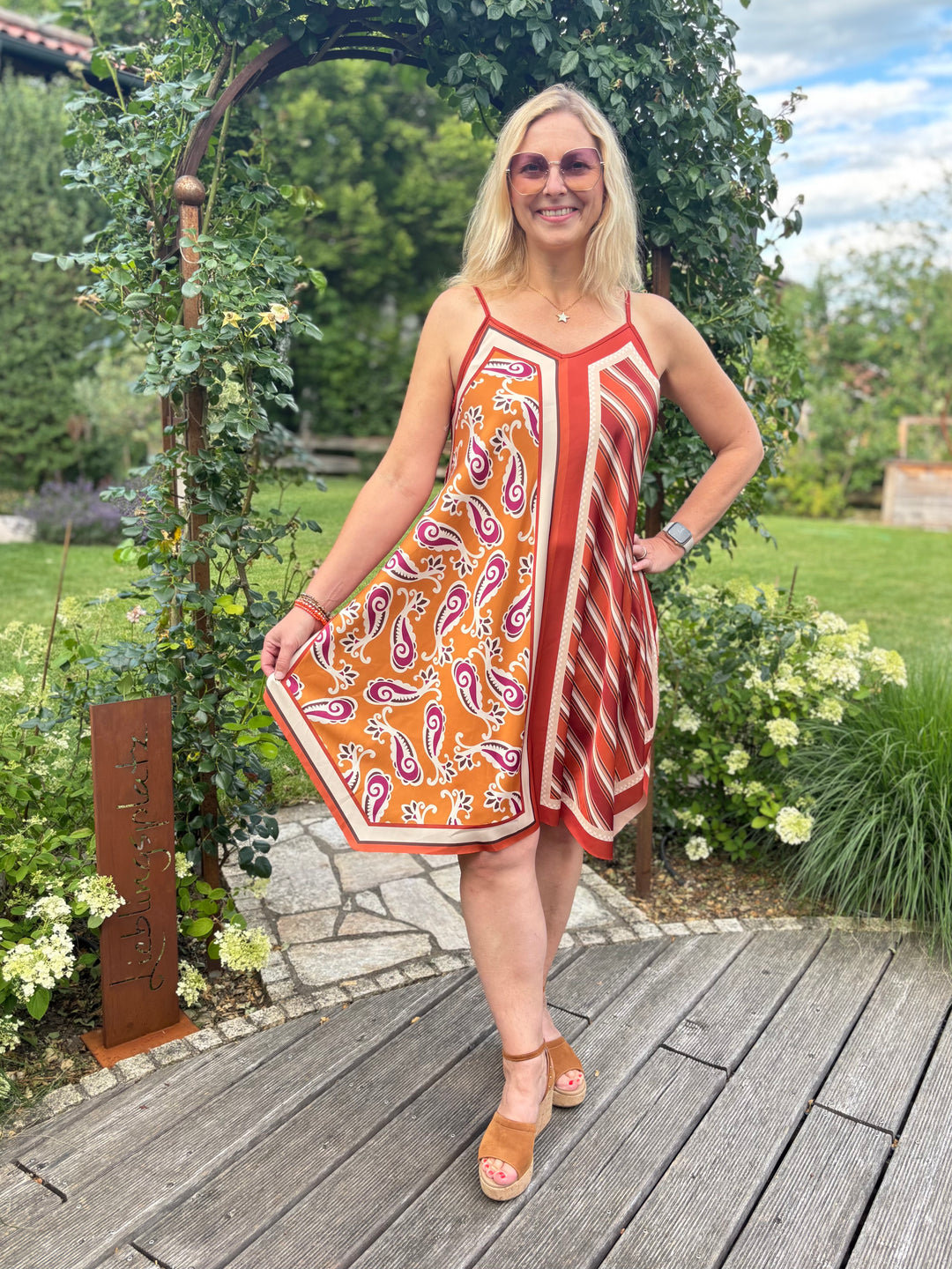 Wendekleid im Printmix, rostrot