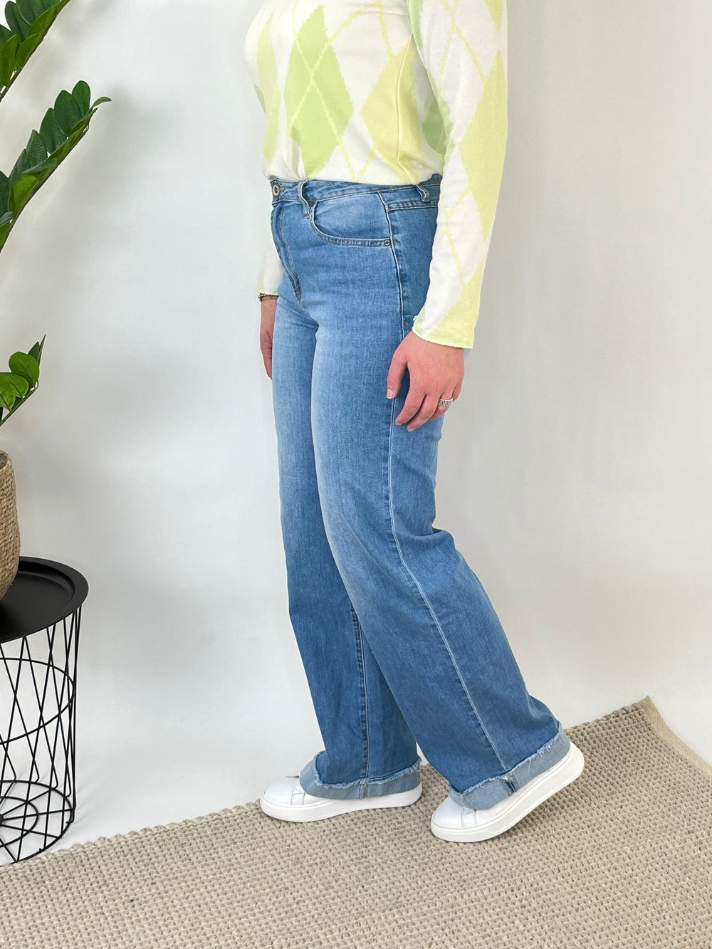 Wide-Leg-Jeans mit Aufschlag, blue denim von Bella Vita - Mode & Lifestyle