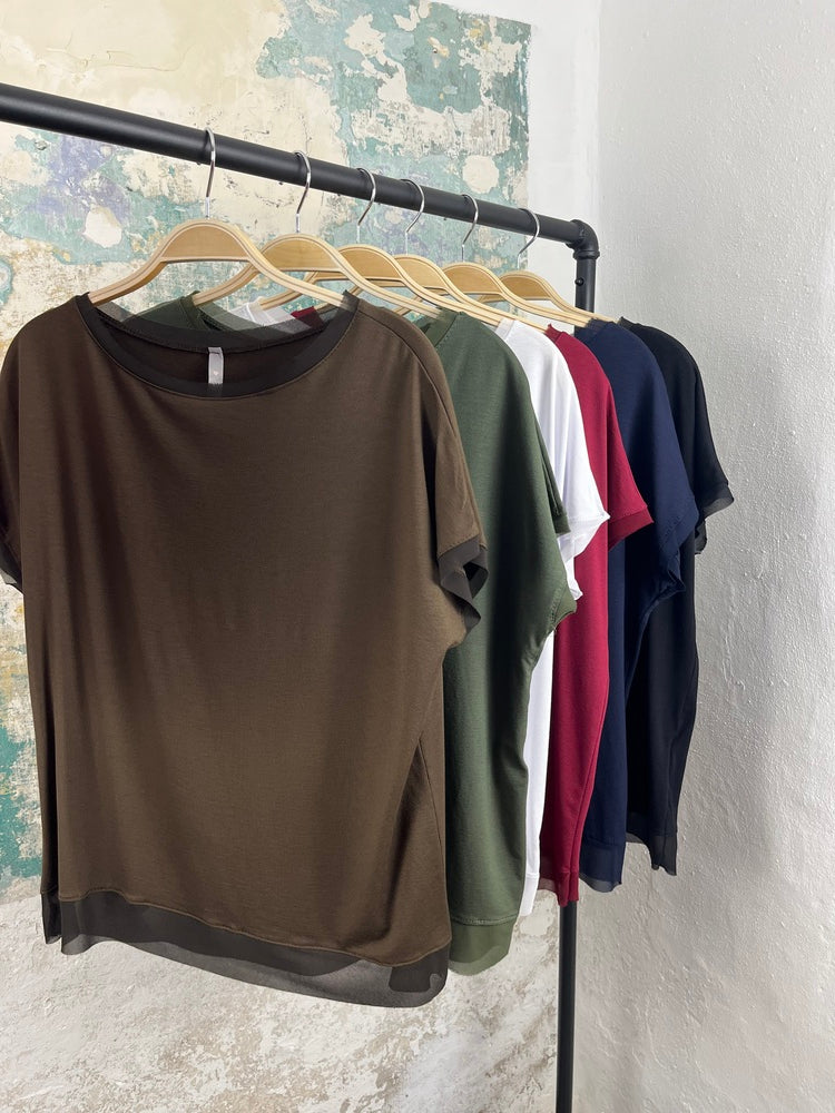 Basicshirt mit Chiffonkante