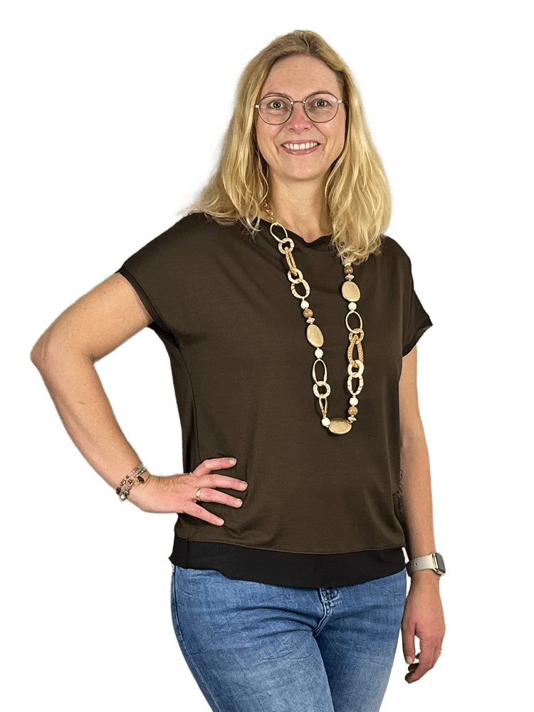 Basicshirt mit Chiffonkante
