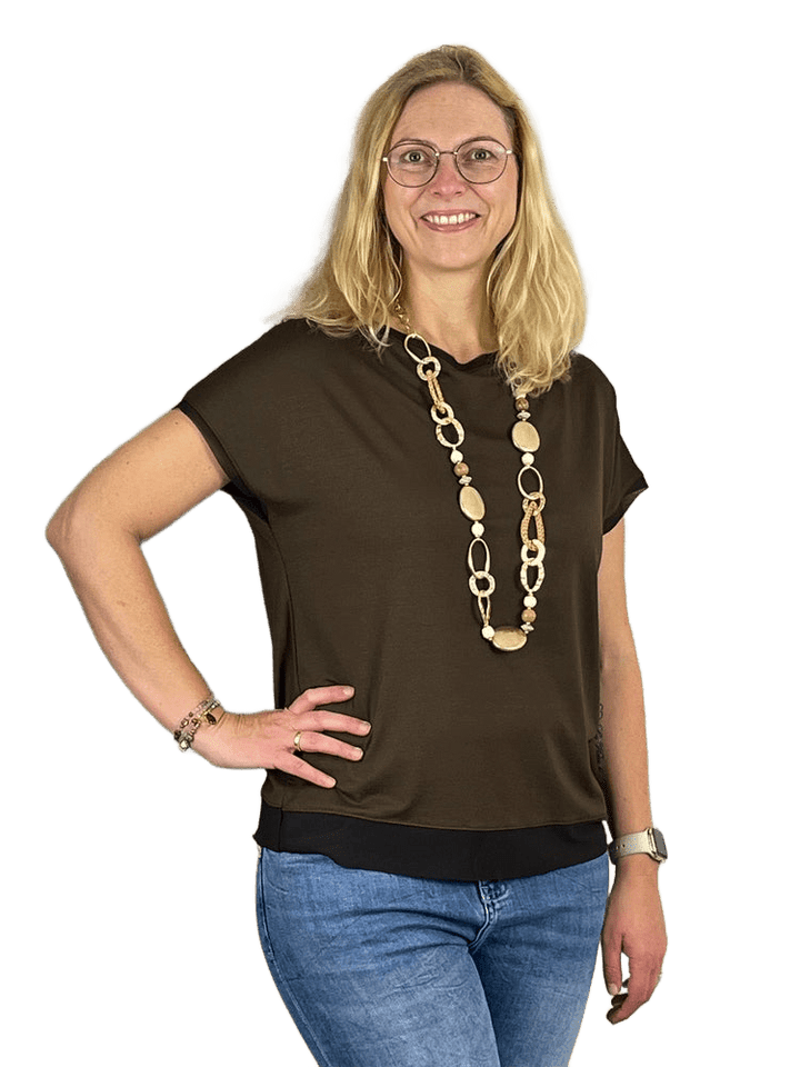 Basicshirt mit Chiffonkante