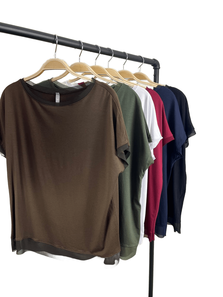 Basicshirt mit Chiffonkante