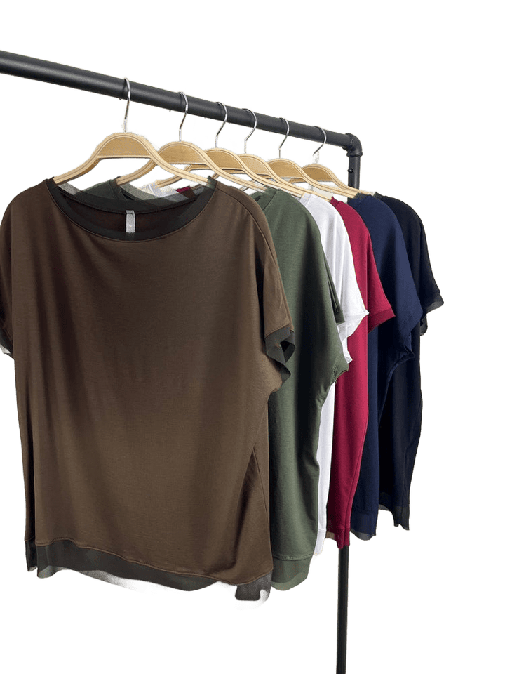 Basicshirt mit Chiffonkante