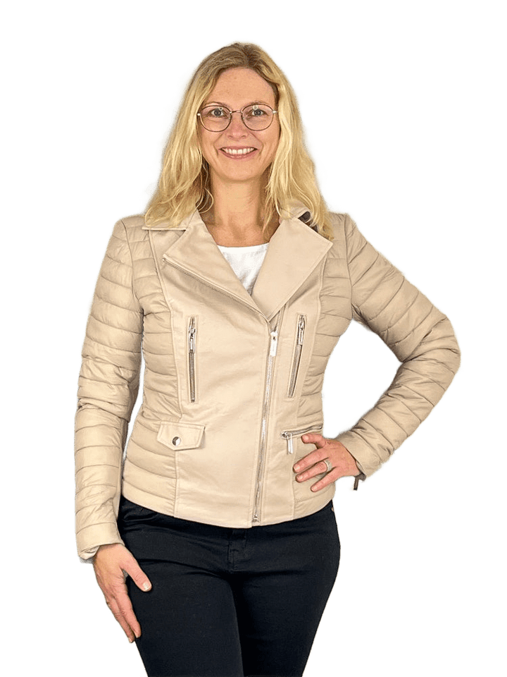 Bikerjacke im Materialmix