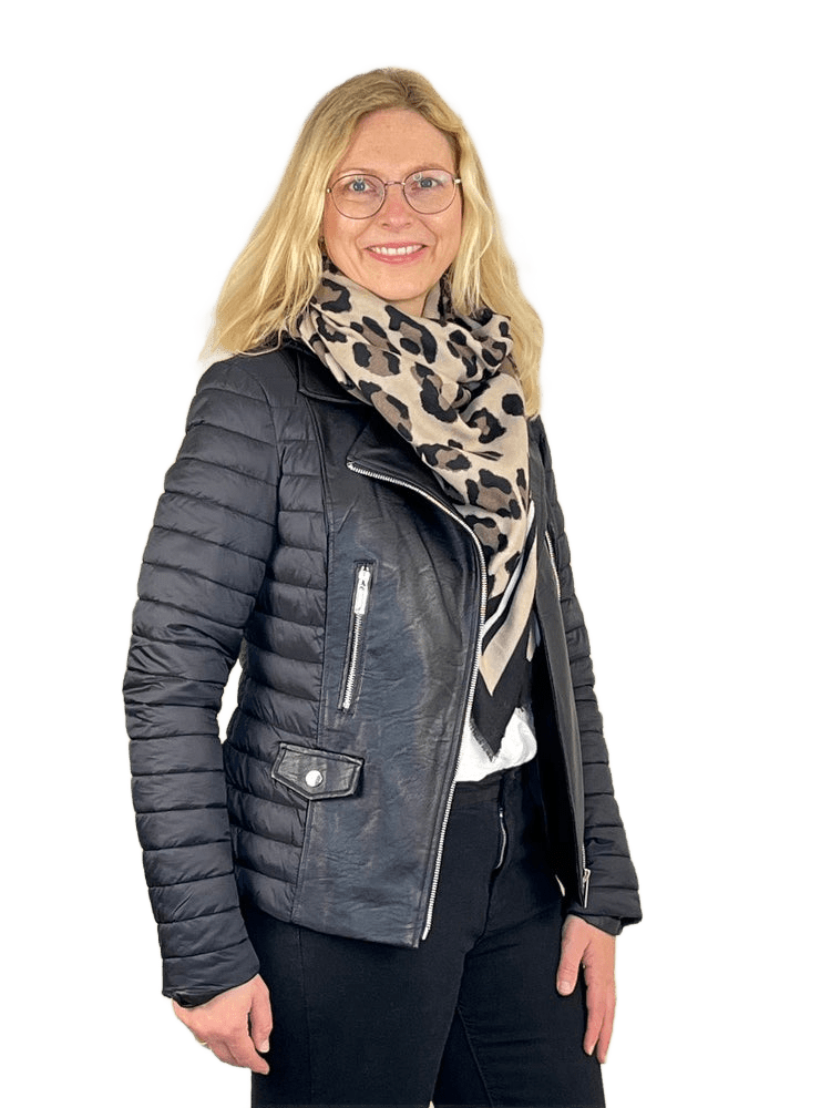 Bikerjacke im Materialmix
