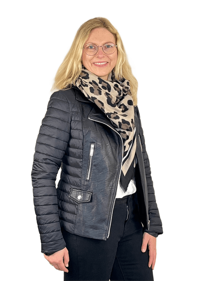 Bikerjacke im Materialmix