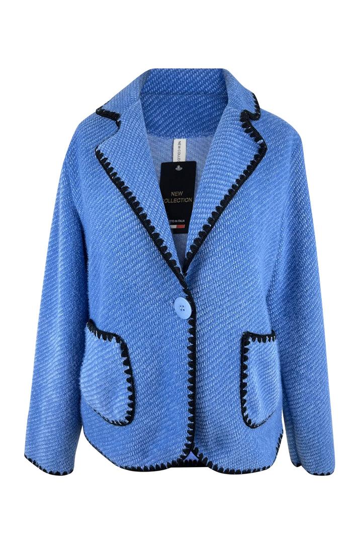 Blazer mit Kontrastnähten, blau-schwarz