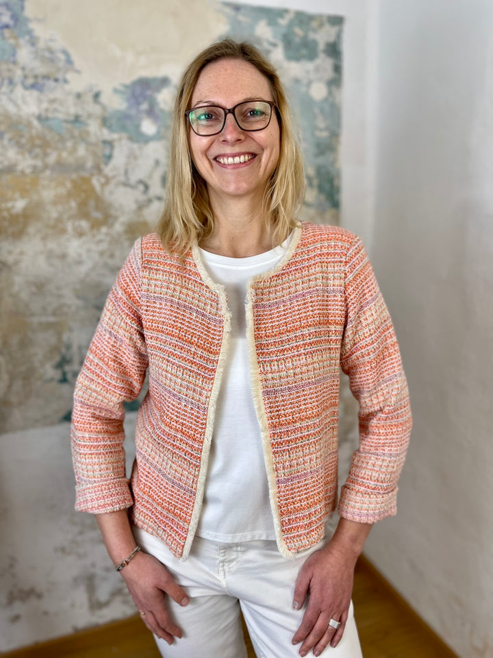 Bouclé-Blazer mit 3/4-Arm