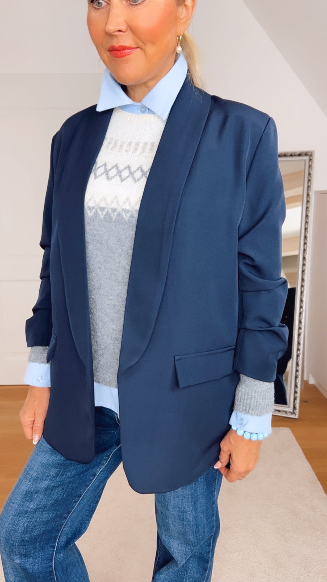 Longblazer mit gerafftem Arm, marine von Bella Vita - Mode & Lifestyle