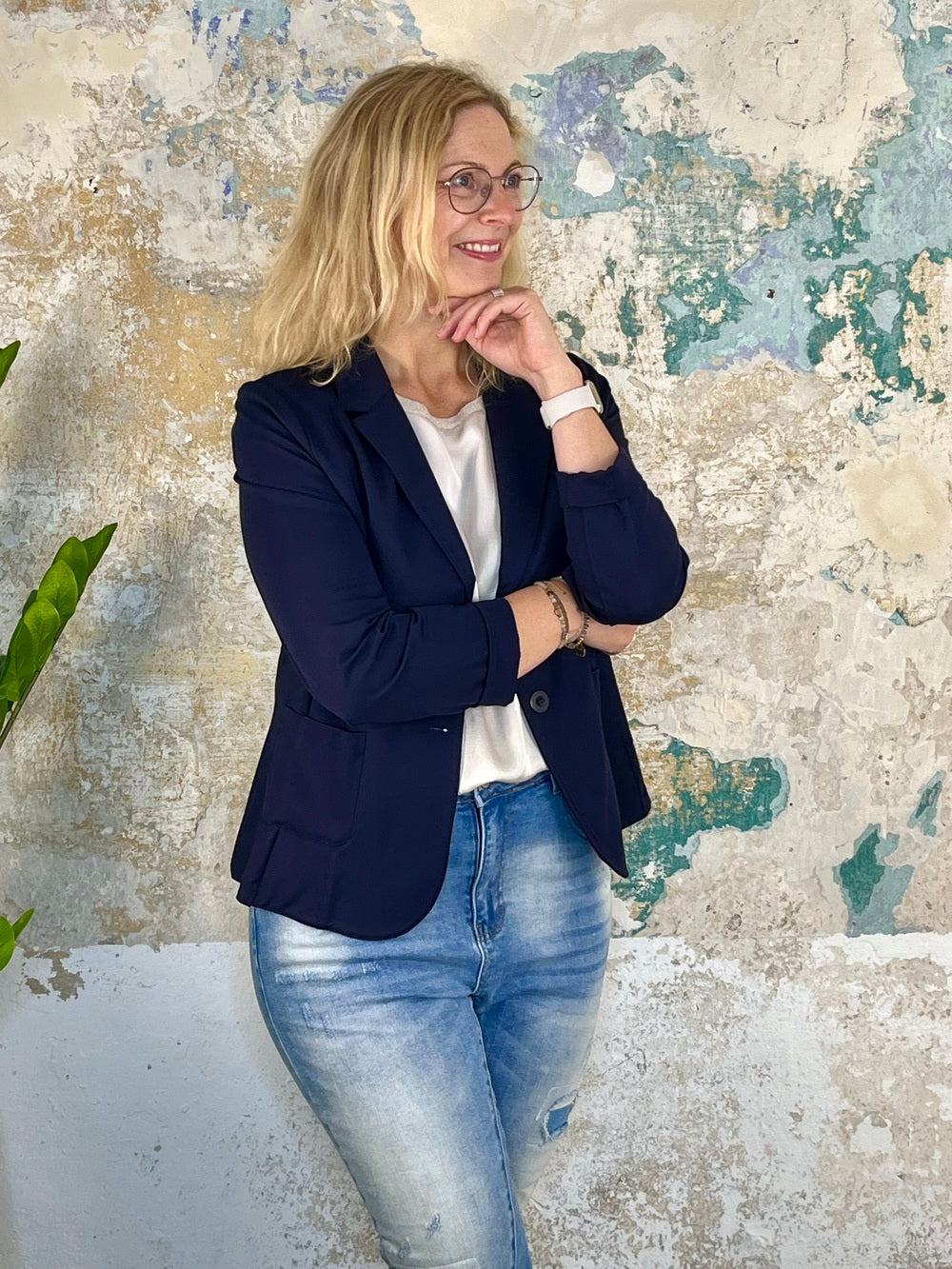 Jersey-Blazer, marine
