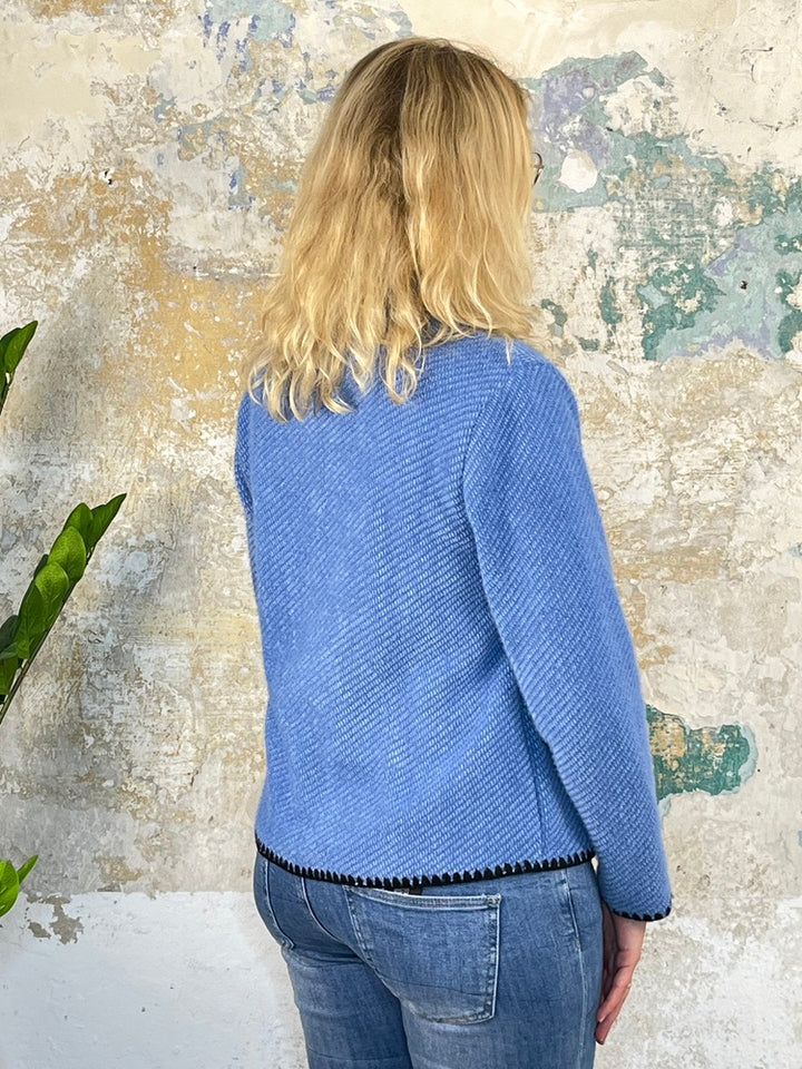 Blazer mit Kontrastnähten, blau-schwarz