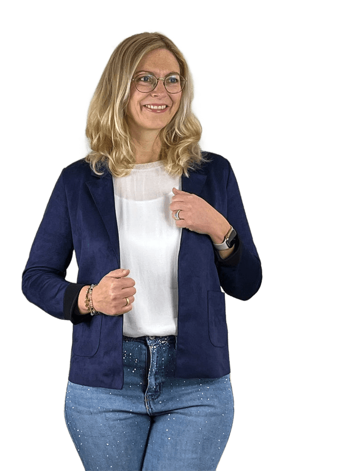 Blazer in Velourslederimitat mit 2 Taschen, marine