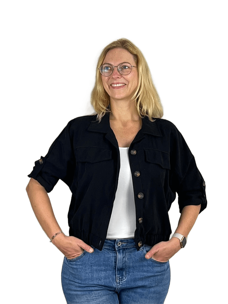 Blousonjacke aus Glanzware, schwarz