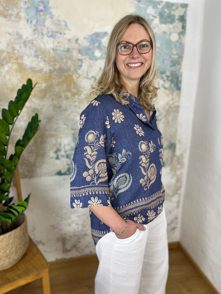 Bluse im Alloverdruck, 3/4-Arm
