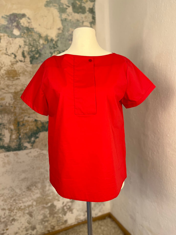 Kurzarm-Bluse mit Zierblende vorne