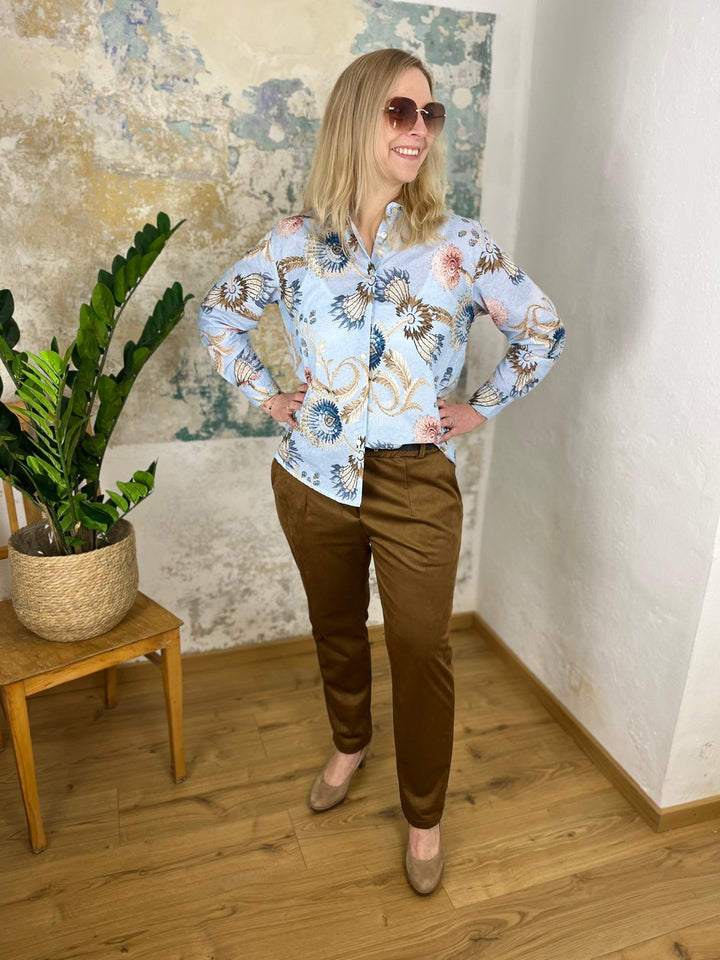 Hemdbluse mit floralem Alloverdruck