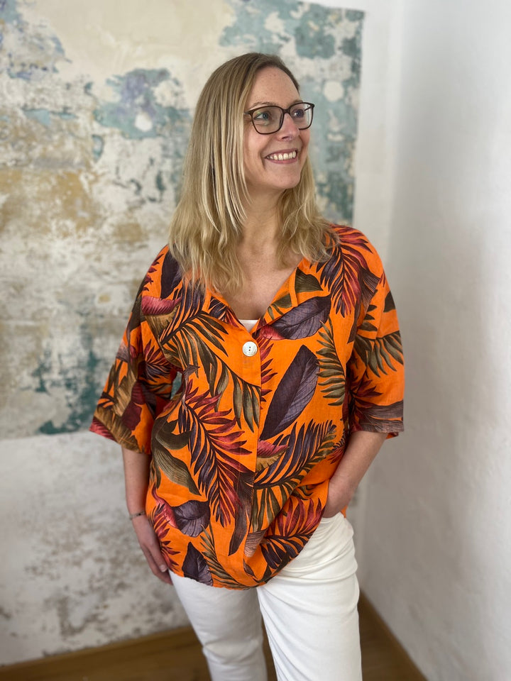 Leinenbluse, floral bedruckt