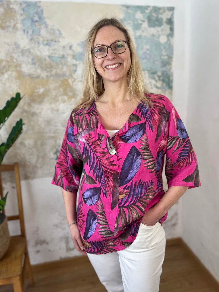 Leinenbluse, floral bedruckt