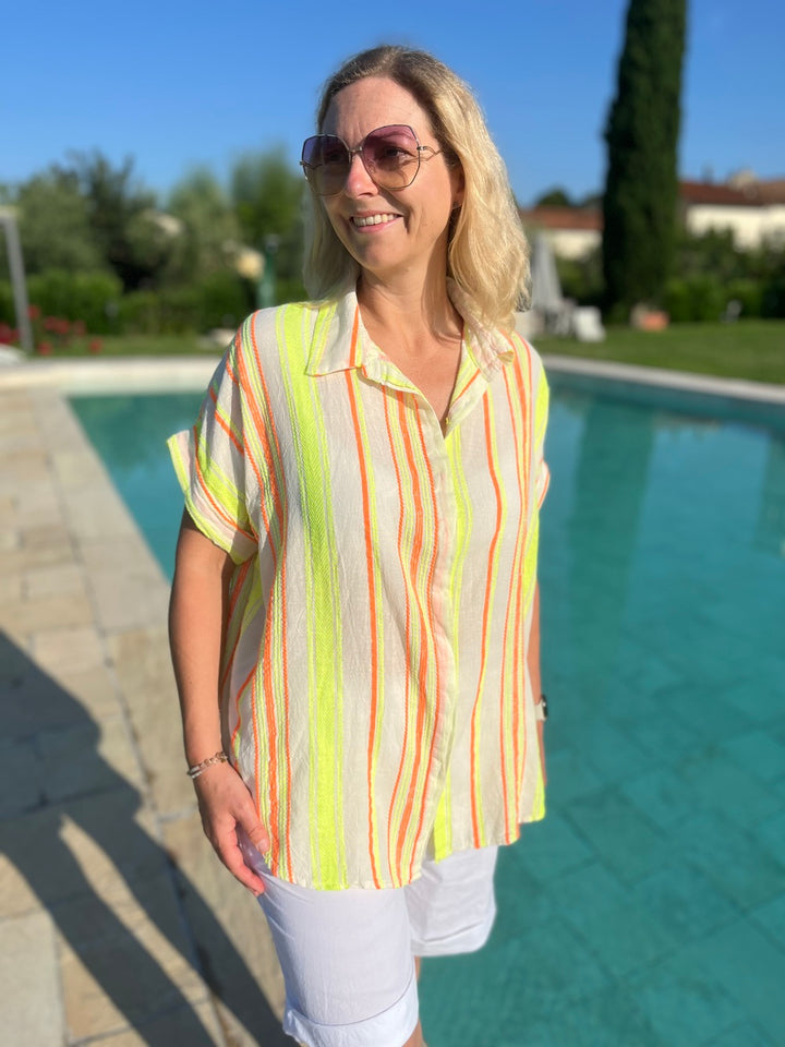 Oversize-Bluse mit Webstreifen