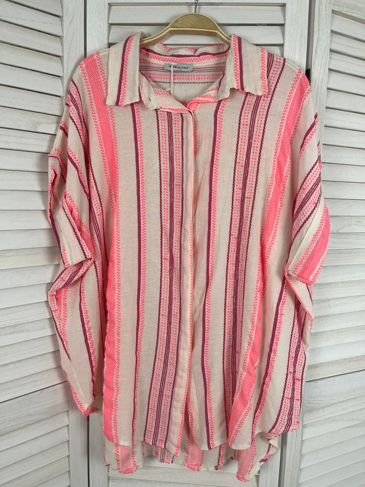 Oversize-Bluse mit Webstreifen