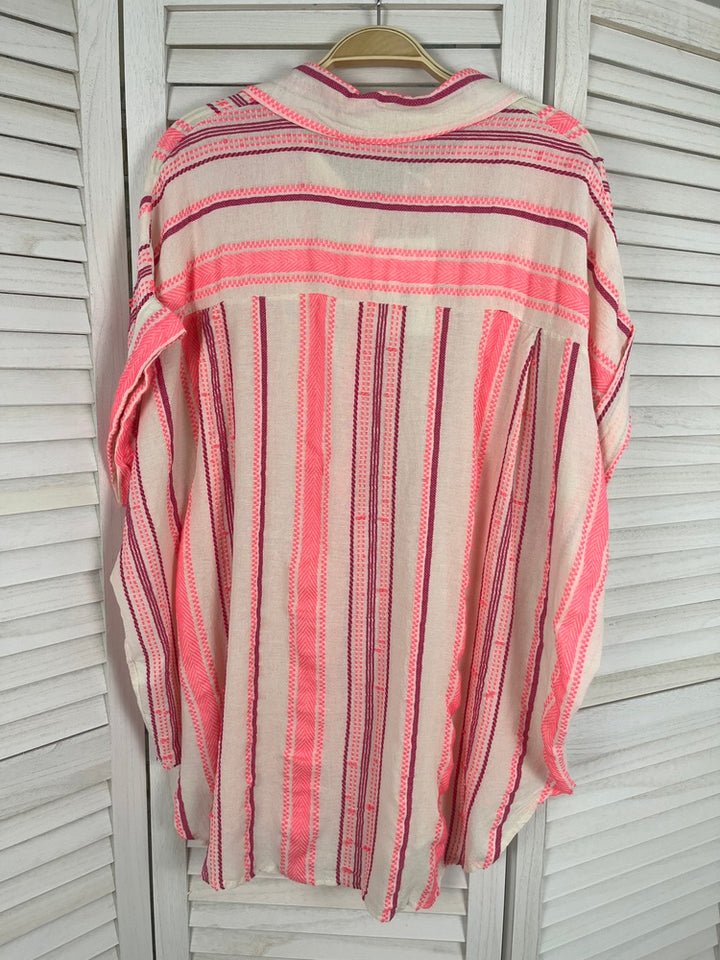 Oversize-Bluse mit Webstreifen