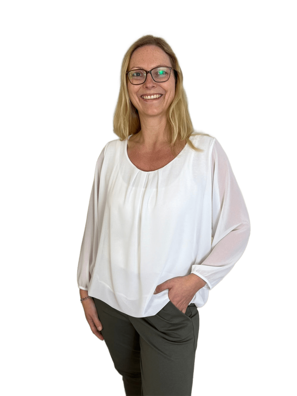 Bluse mit Langarm und Falten im Vorderteil