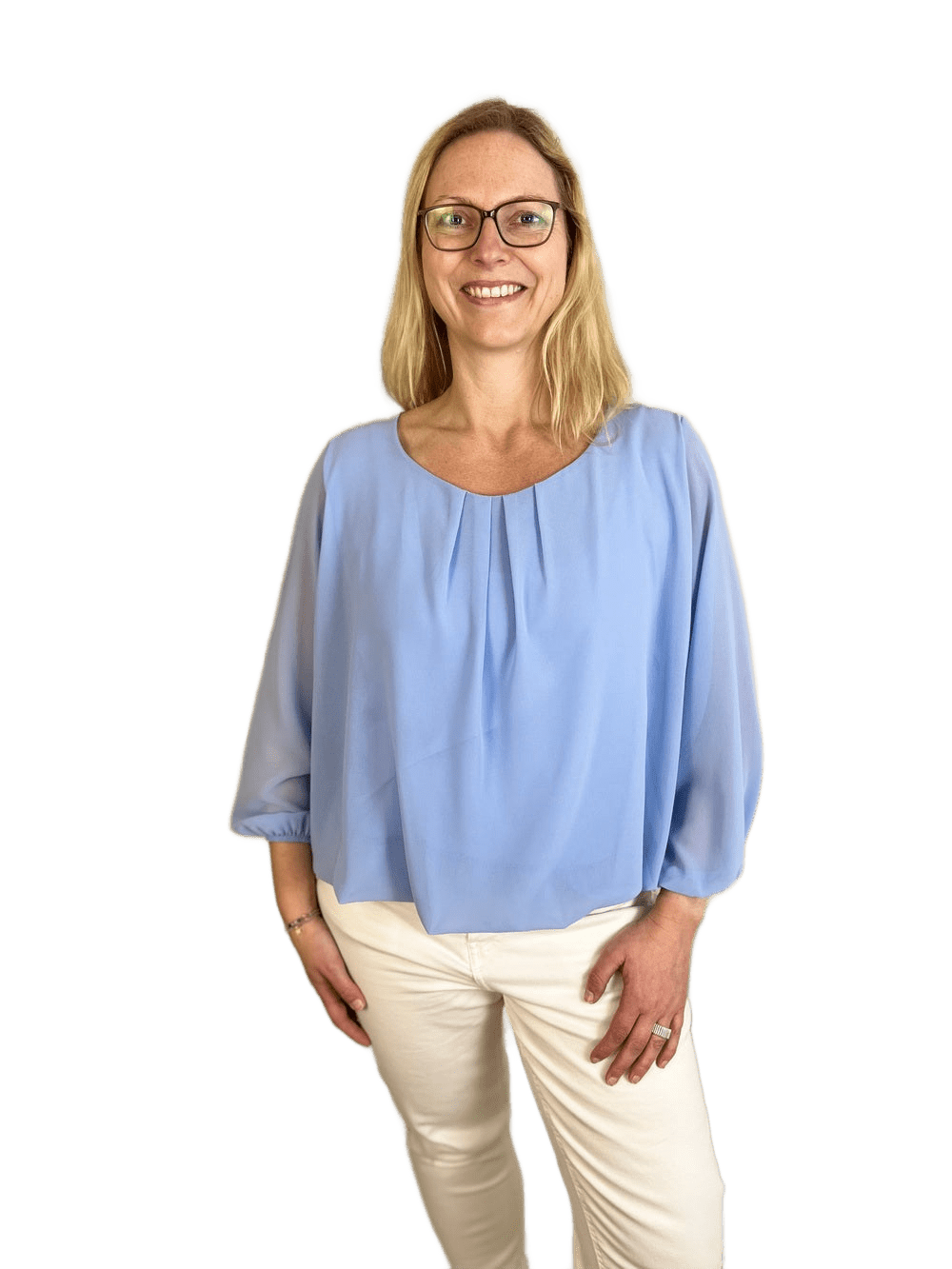 Bluse mit Langarm und Falten im Vorderteil
