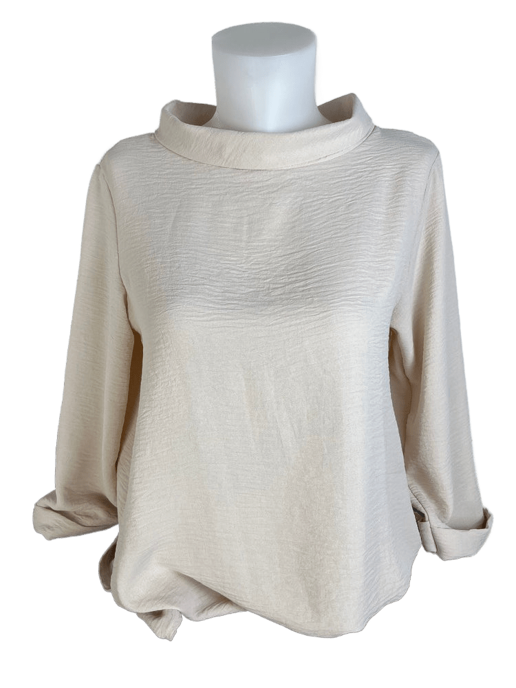 Bluse mit weitem Stehkragen und 3/4-Arm