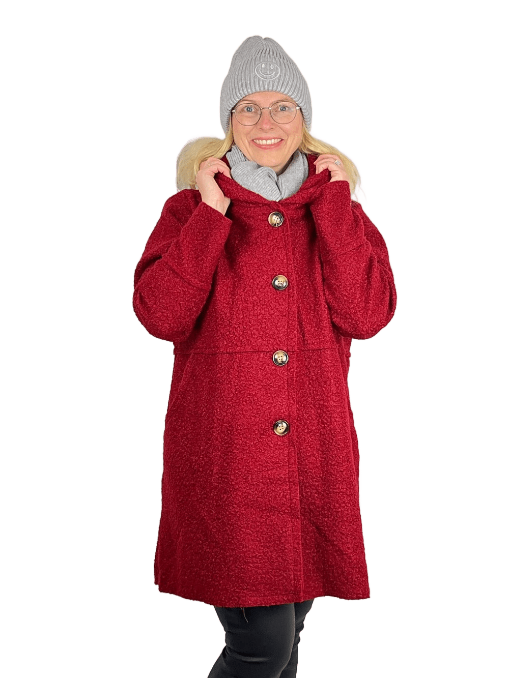 Boucléjacke mit Kapuze, rot von Bella Vita - Mode & Lifestyle