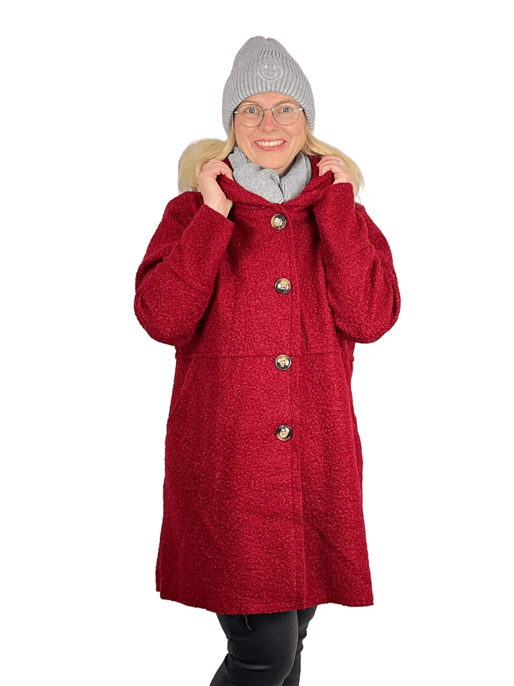 Boucléjacke mit Kapuze, rot von Bella Vita - Mode & Lifestyle