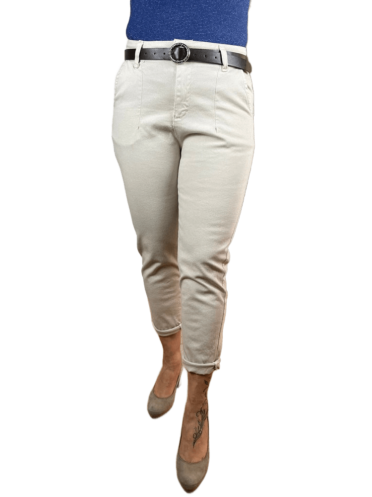 Chino in Strukturware mit Ziergürtel