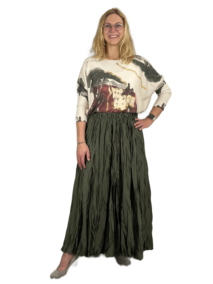 Crinkle-Rock aus Glanzware, khaki